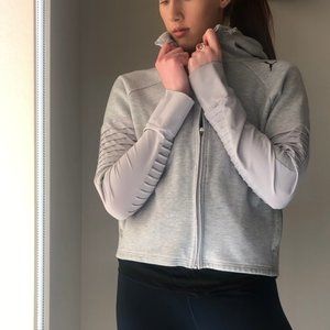 Puma Pin Tuck Zip Up Gray Cropped Jacket